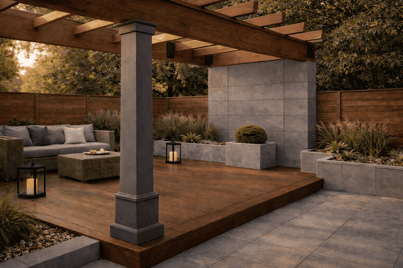 Primed pine decking column